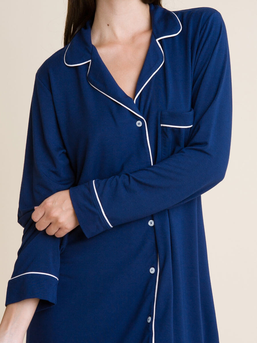 Eberjey Gisele Sleep Shirt in Navy/Ivory