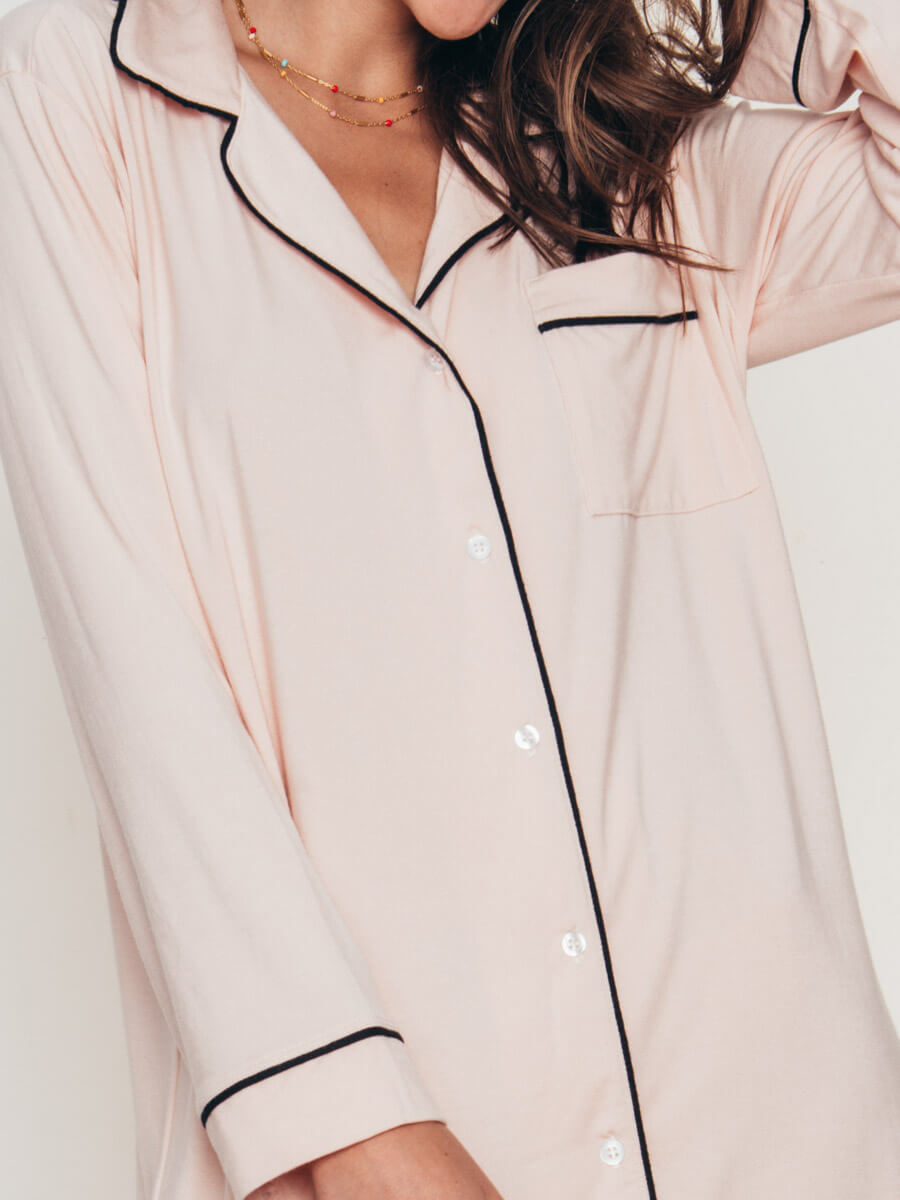 Eberjey Gisele Sleep Shirt in Sorbet/Black