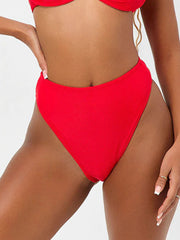 Frankies Bikinis Anne High Waisted Ribbed Bottom In Grenadine, view 1, click to see full size