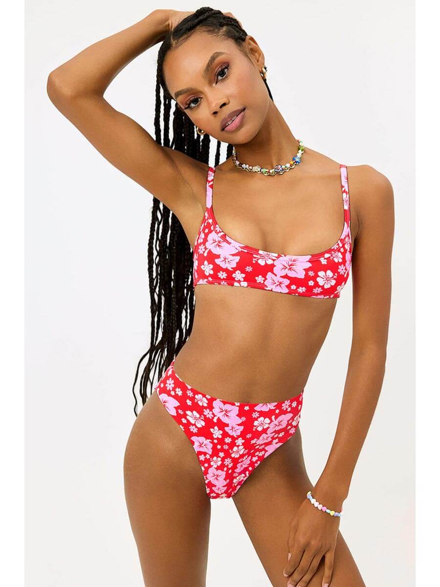 Frankies Bikinis Anne High Waisted Bottom in Coconut Girl