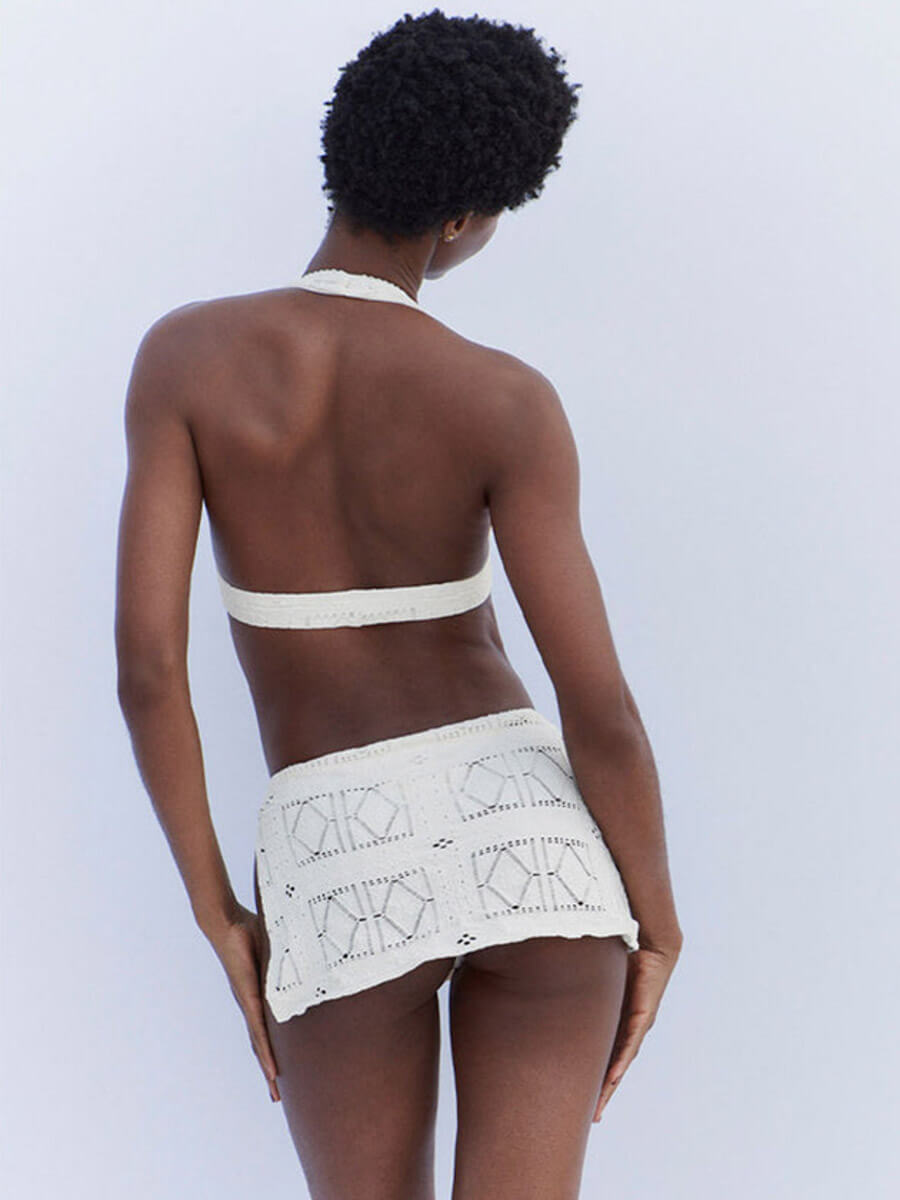 Frankies Bikinis Edie Patchwork Top in Angel Dust