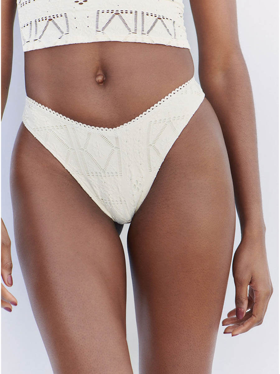 Frankies Bikinis Enzo Patchwork Bottom in Angel Dust