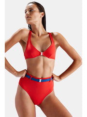 Solid & Striped Josephine High Waisted Bottom Red, view 3, click to see full size