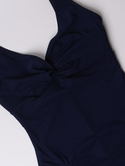 Karla Colletto One Piece Underwire Knot Twist In Navy, view 3, click to see full size