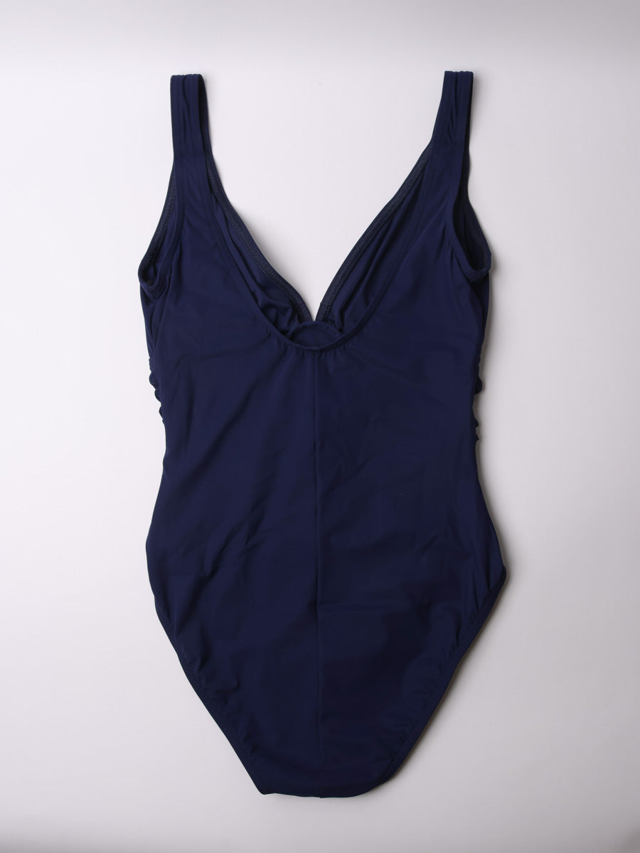 Karla Colletto One Piece V-Neck Ruching In Navy