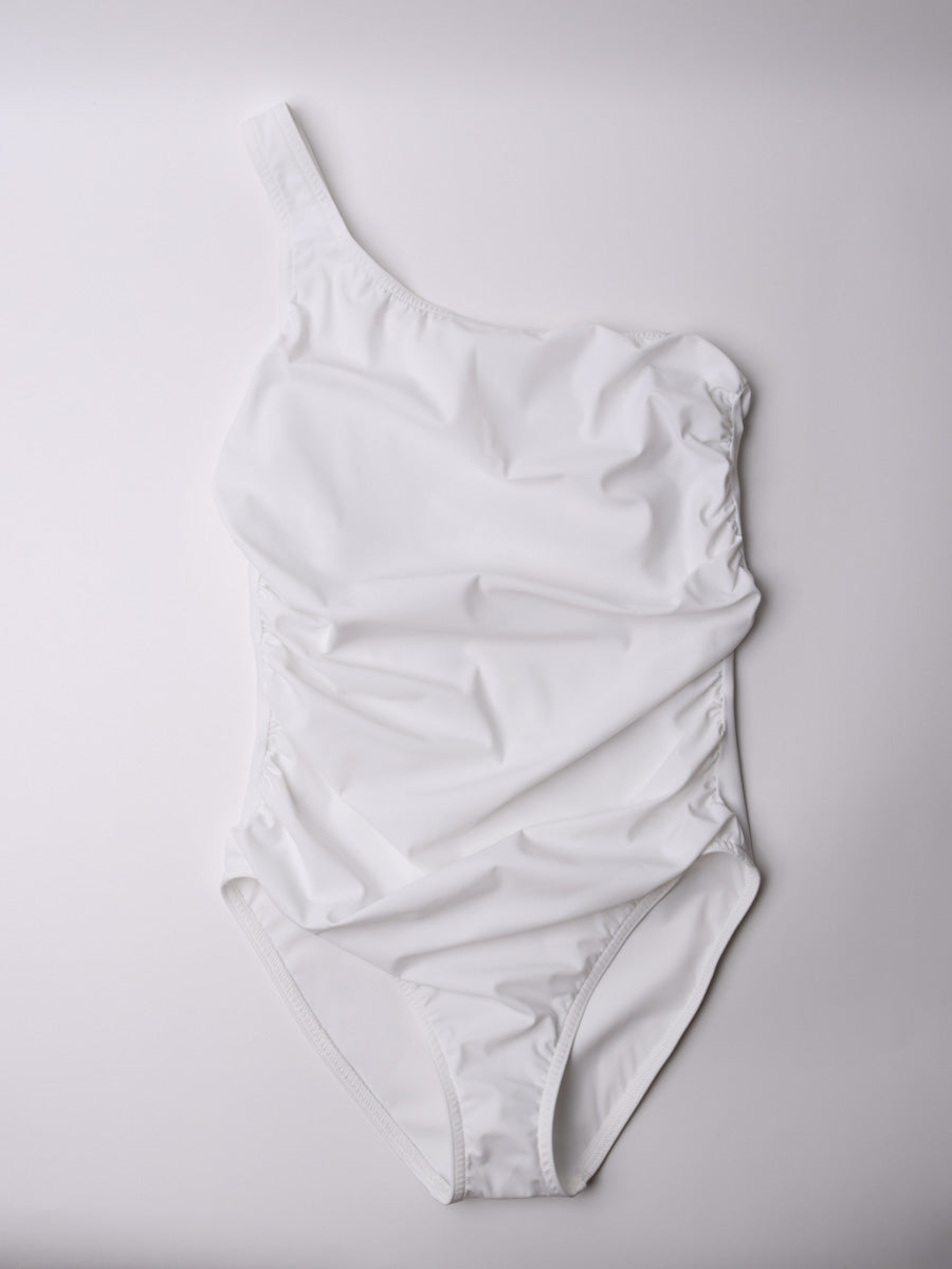 Karla Colletto One Shoulder With Shelf Bra In White