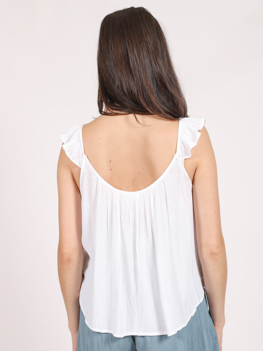 Koy Resort Miami Ruffle Strap Tank in White