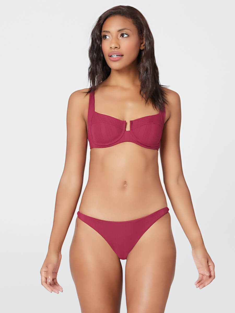 L*Space Pointelle Rib Camacho Bottom in Cabernet