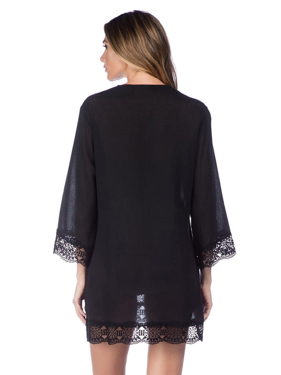 La Blanca Island Fare V Neck Tunic Black