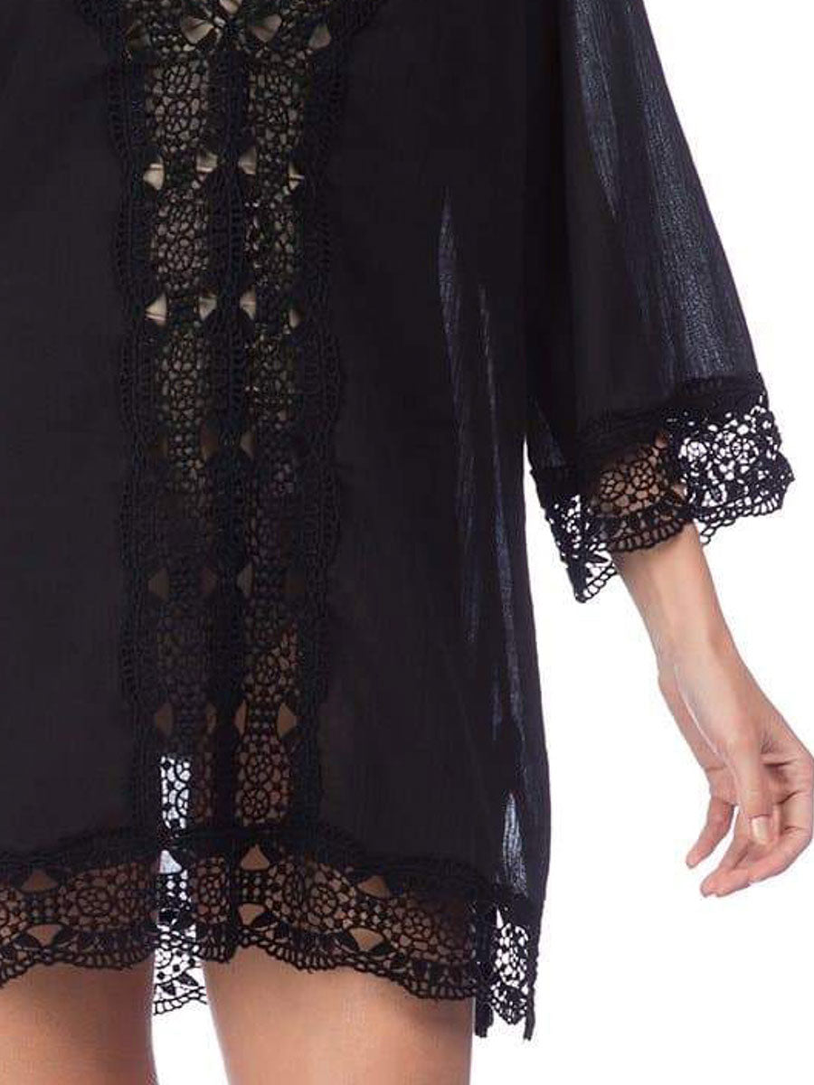 La Blanca Island Fare V Neck Tunic Black