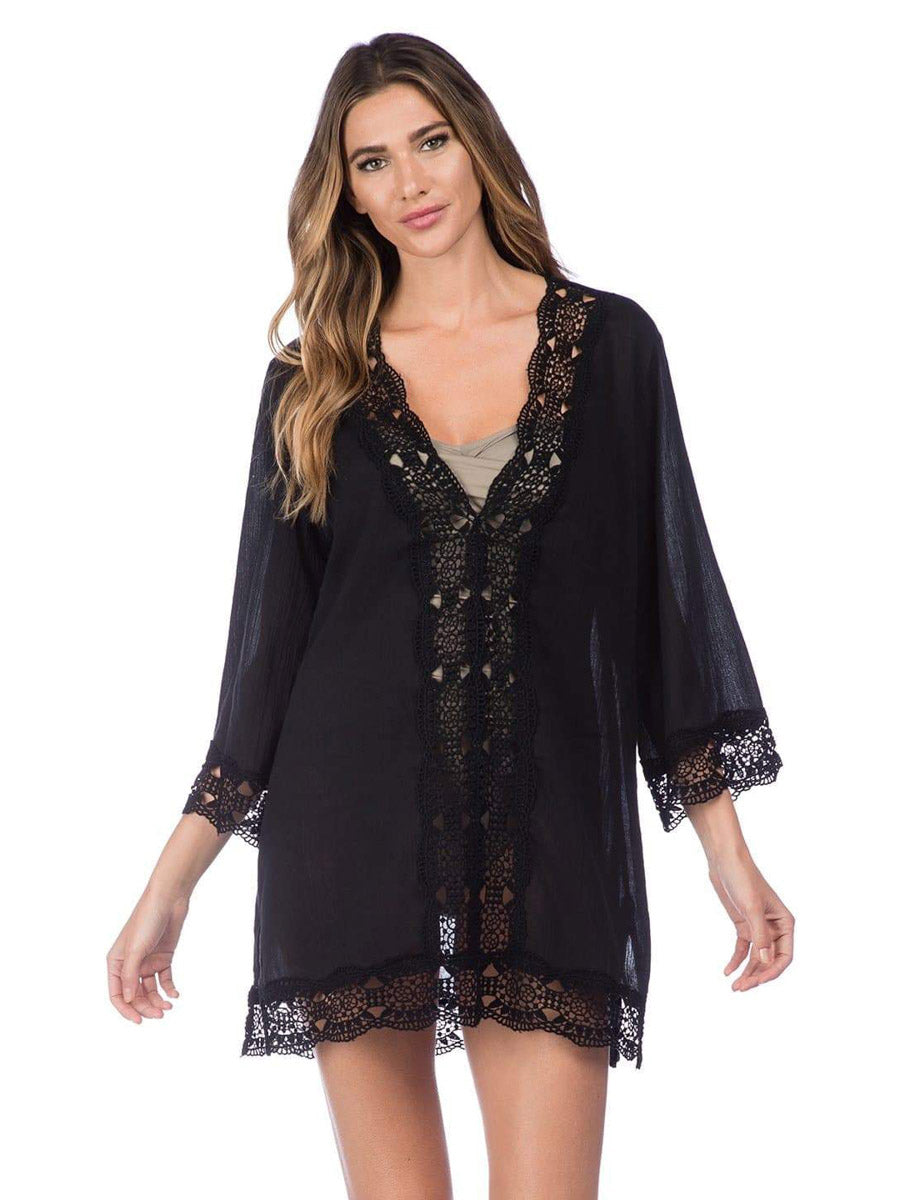 La Blanca Island Fare V Neck Tunic Black