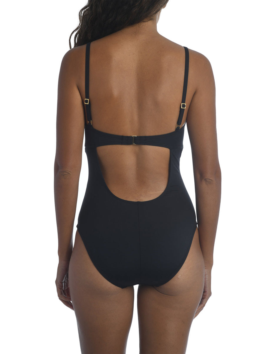 La Blanca Island Goddess Twist Keyhole Tank In Black