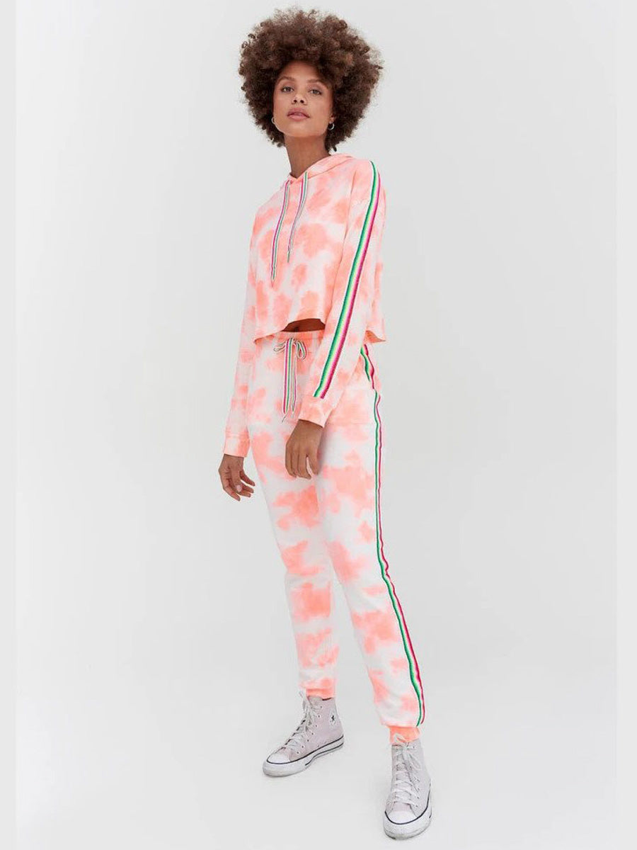 Pitusa Tie Dye Trackie Pant in Coral