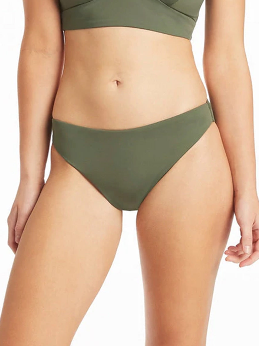 Sea Level Essentials Regular Bikini Bottom in Khaki