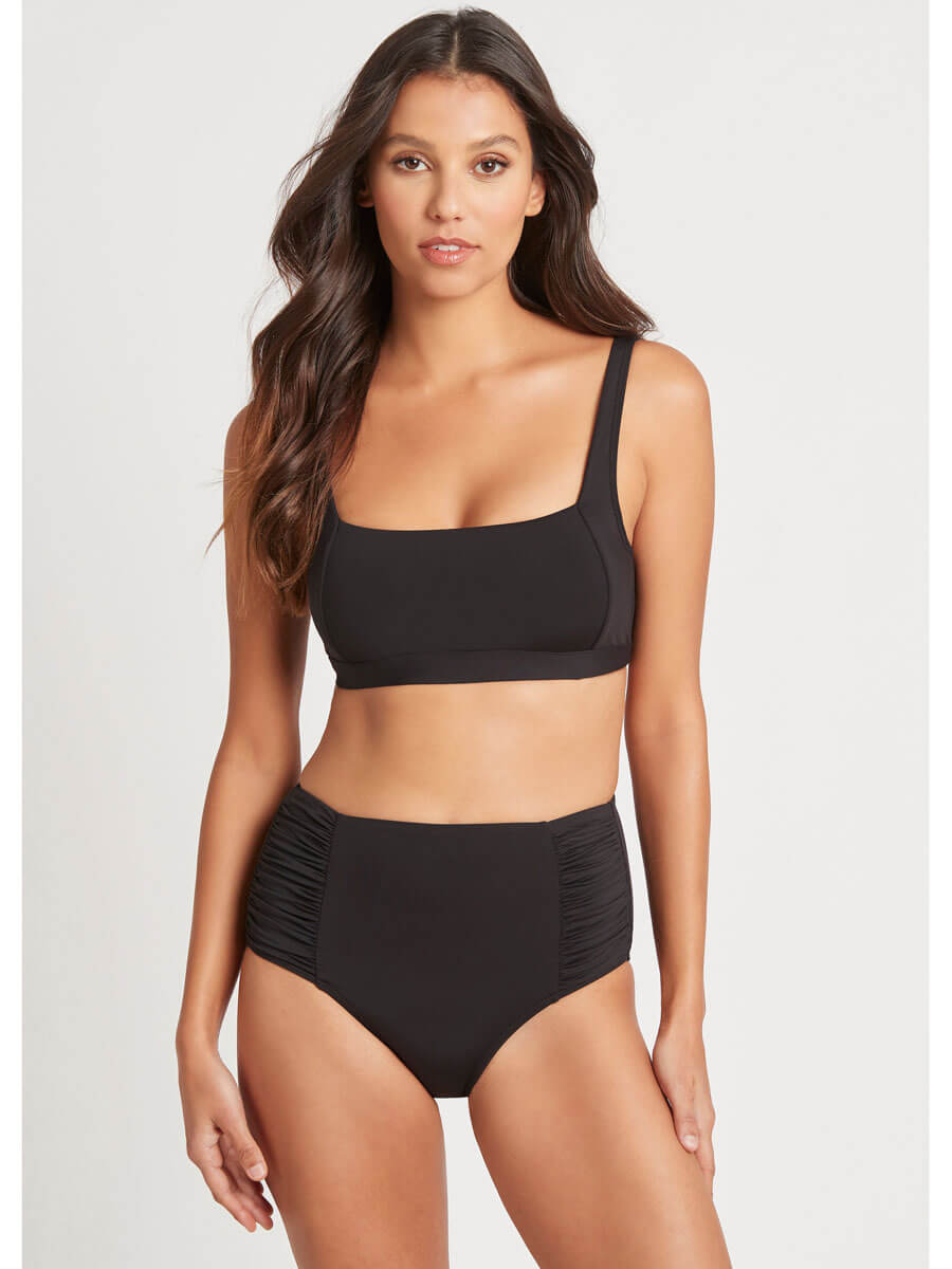 Sea Level Square Neck Bra Top In Black