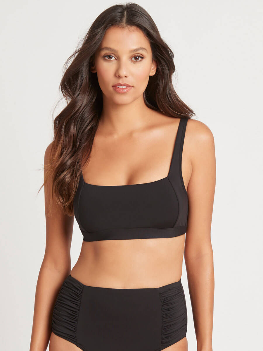 Sea Level Square Neck Bra Top In Black