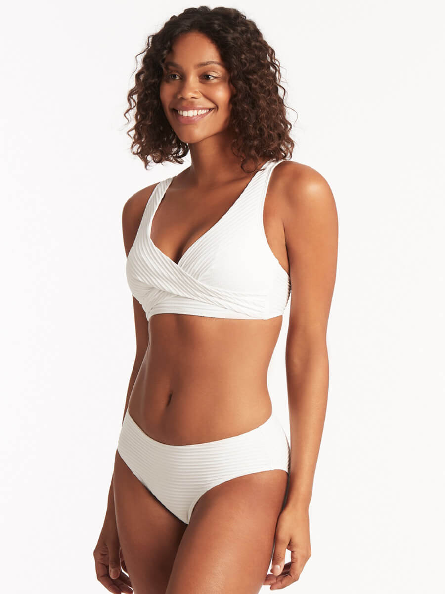 Sea Level Spinnaker Cross Front Multifit Top in White