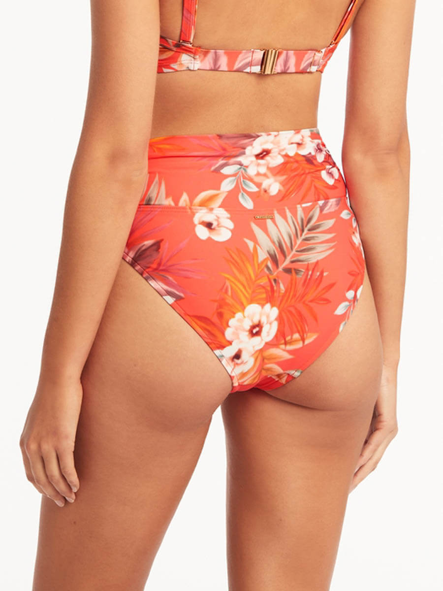 Sea Level Escape Wrap High Waist Bottoms in Tangerine