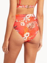 Sea Level Escape Wrap High Waist Bottoms in Tangerine, view 2, click to see full size