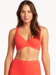 Sea Level Vesper C/D Underwire Cup Top in Tangerine, view 1, click to see full size