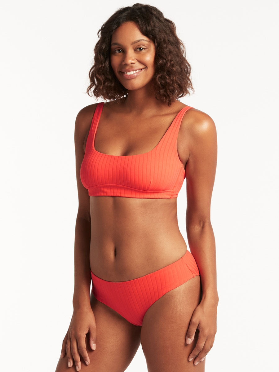 Sea Level Vesper Mid Bikini Bottoms in Tangerine