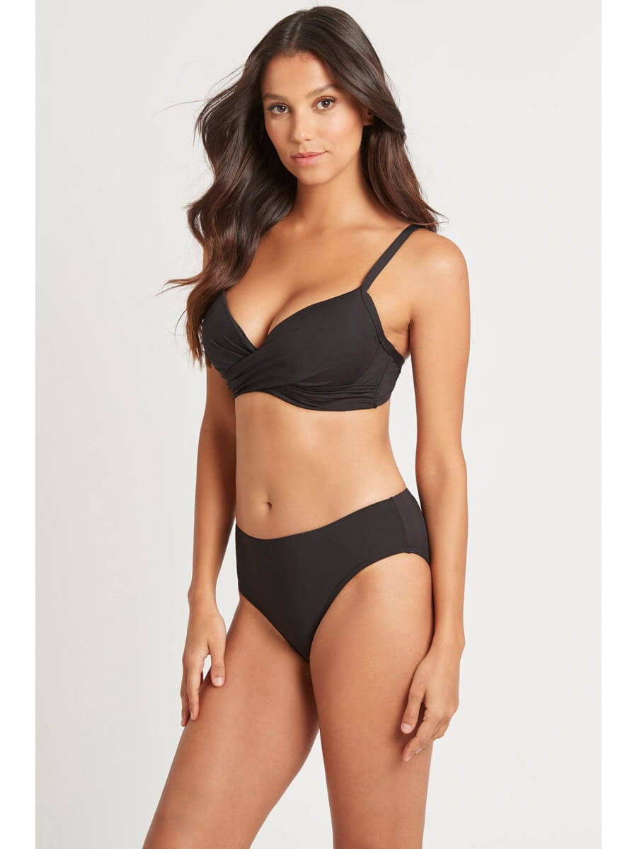 Sea Level Eco Essentials Mid Bikini Bottom In Black