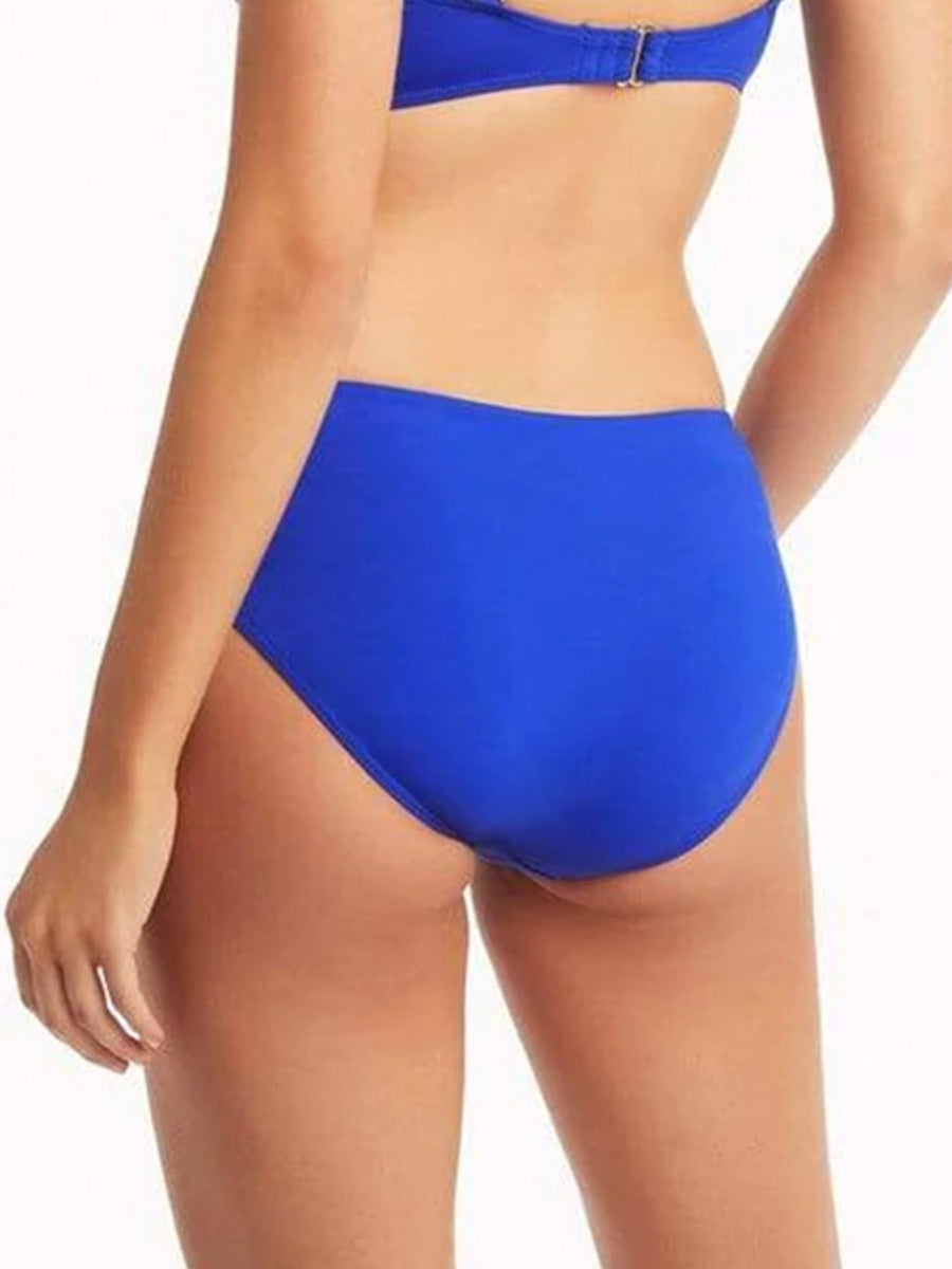 Sea Level Essentials Mid Bikini Bottom in Cobalt