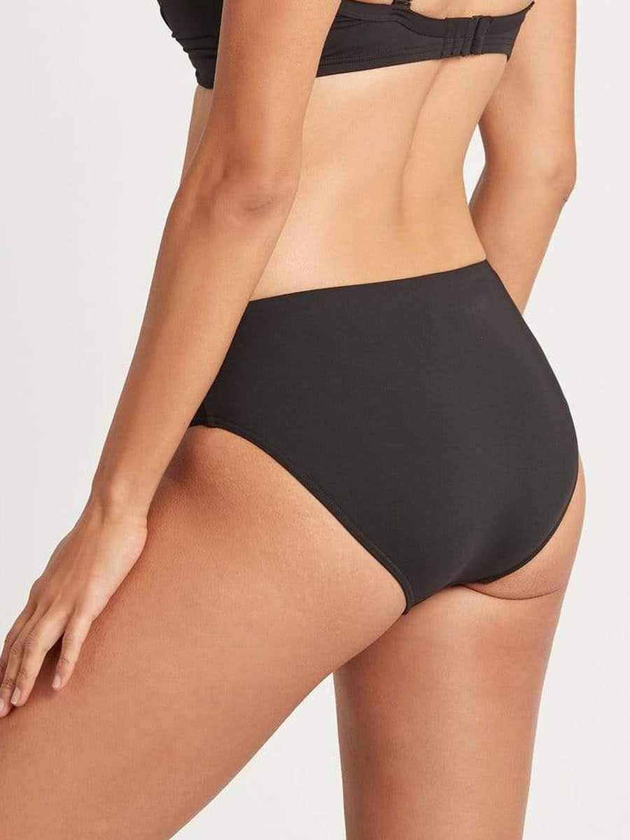 Sea Level Essentials Mid Bikini Bottom in Black