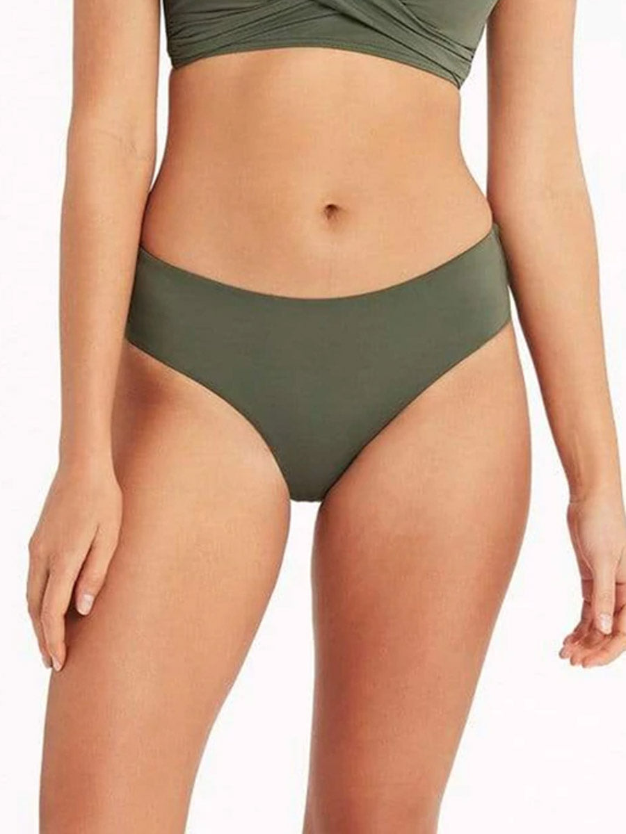 Sea Level Essentials Mid Bikini Bottom in Khaki