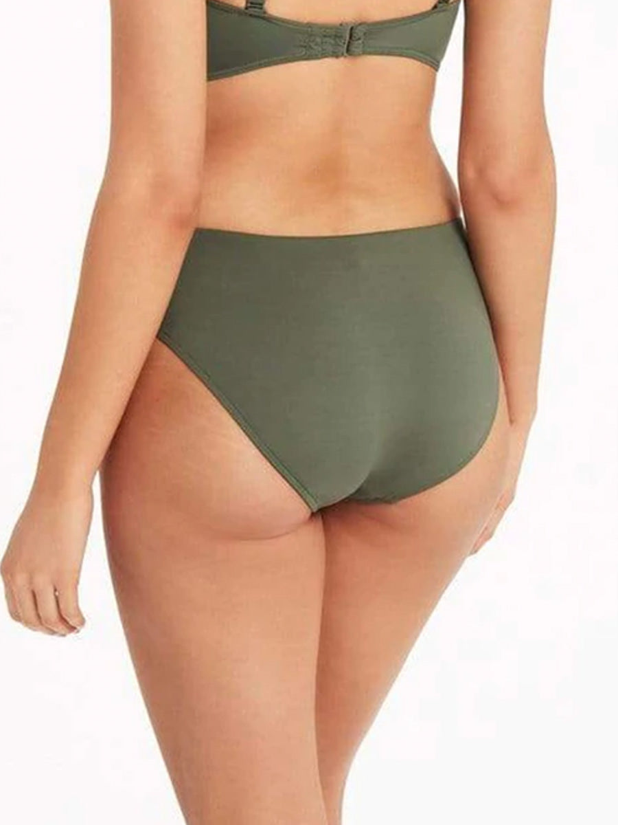 Sea Level Essentials Mid Bikini Bottom in Khaki