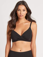 Sea Level Twist Front DD/E Top in Black, view 1, click to see full size
