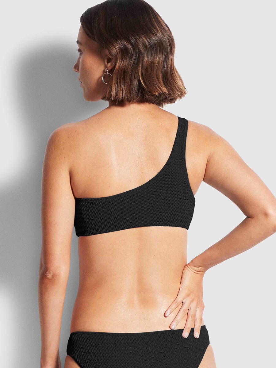Seafolly Sea Dive One Shoulder Bandeau In Black