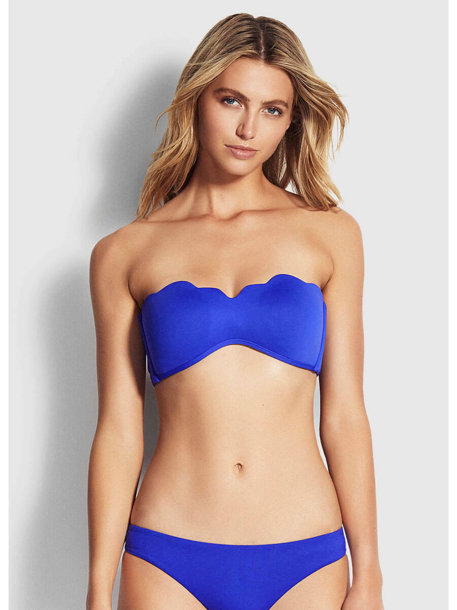 Seafolly Petal Edge Bandeau Bustier Reflex Blue