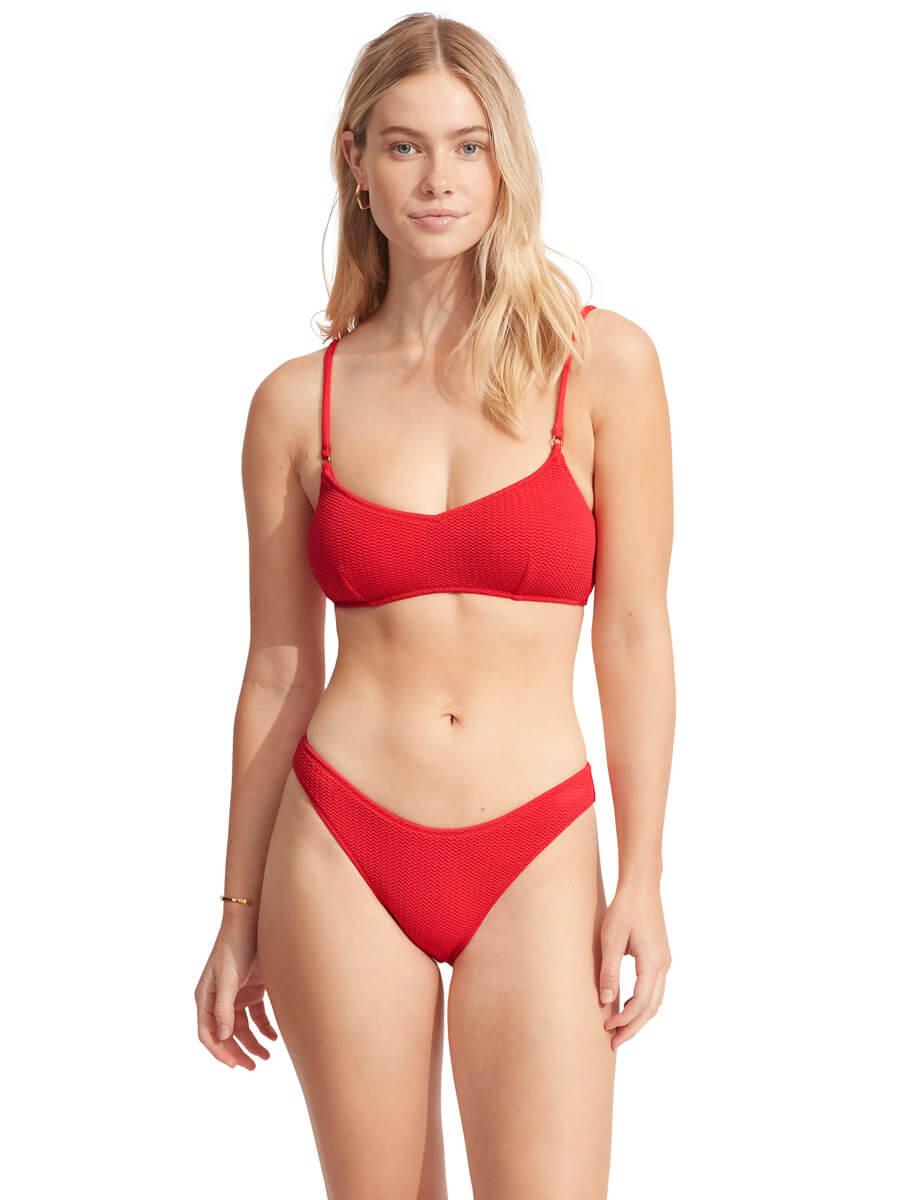 Seafolly Sea Dive High Cut Bottom In Chilli Red