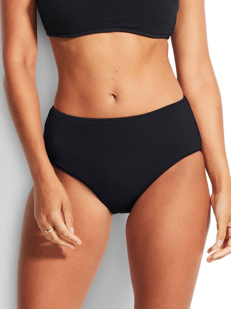 Seafolly Sea Dive Wide Side Retro In Black