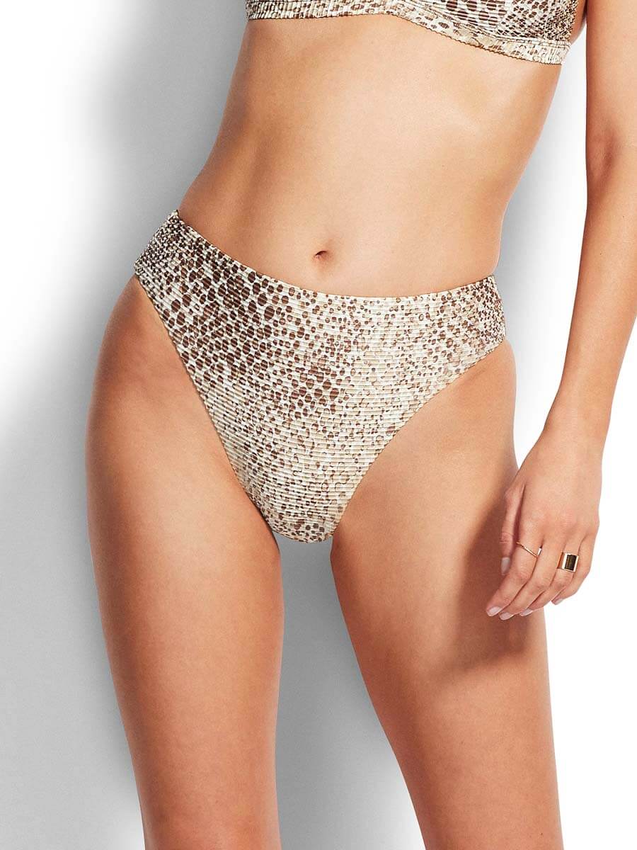 Seafolly Serpentine High Rise Bottom In Chocolate