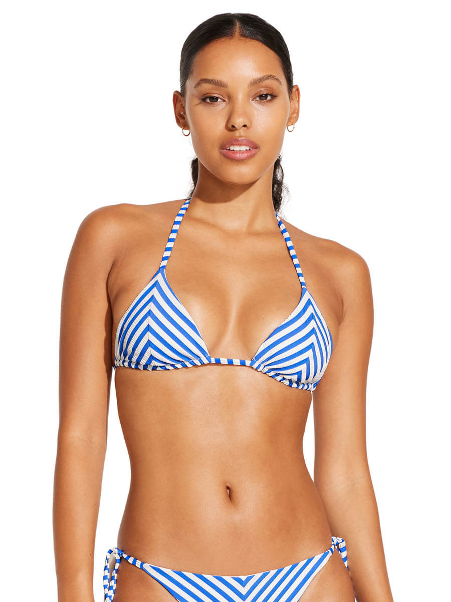 Vitamin A Natalie Mitre Stripe Halter In Coastal Stripe