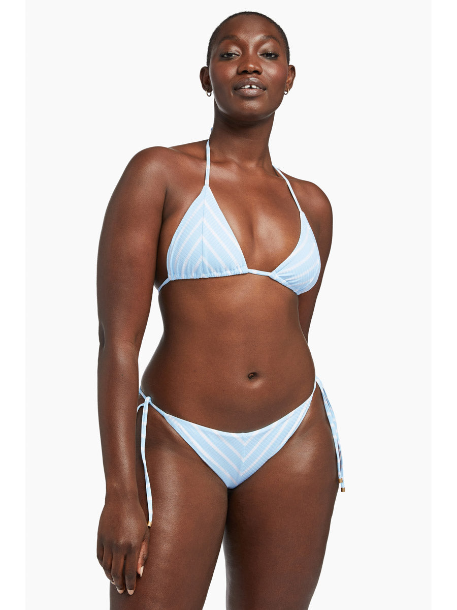 Vitamin A Natalie Miter Stripe Tie Bottom in Sky EcoRib Stripe