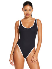 Vitamin A Reese One Piece In Reversible Black EcoRib BT, view 3, click to see full size