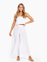 Vitamin A Tallows Wide Leg Pant in EcoLinen White, view 3, click to see full size