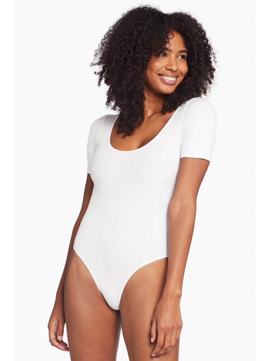 Vitamin A West Bodysuit in White Organic Rib