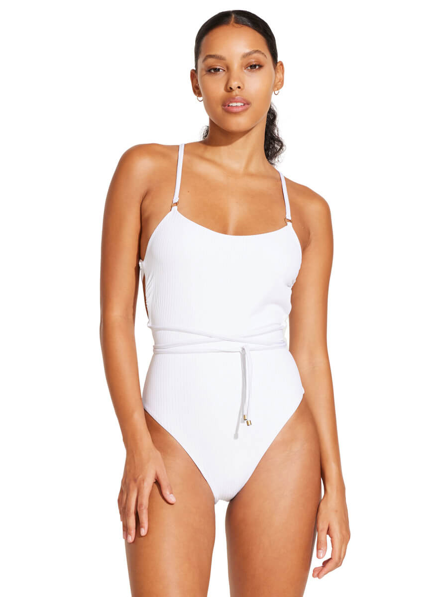 Vitamin A Yara Wrap One Piece In White EcoRib BT
