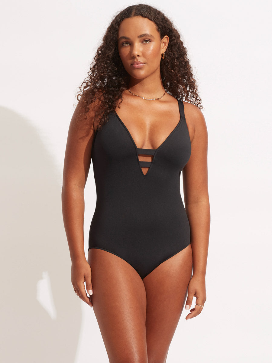 SF Collective Deep V One Piece in Black