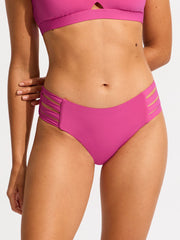 Seafolly SF Collective Multi Strap Hipster Bottom in Hot Pink, view 1, click to see full size