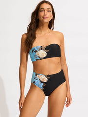 Seafolly Garden Party High Waisted Bottoms in Black, view 4, click to see full size