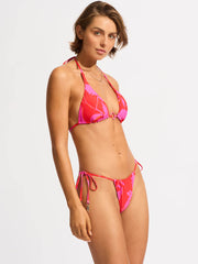 Seafolly Birds of Paradise Reversible Longline Slide Triang in Chilli Red, view 4, click to see full size