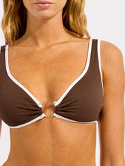 Seafolly Beach Bound Ring Front Tank in Dark Chocolate, view 5, click to see full size