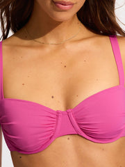 Seafolly Ruched Underwire Bra in Hot Pink, view 4, click to see full size