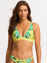 Seafolly Garden Party Longline Triangle in Limelight, view 1, click to see full size
