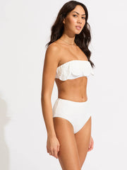 Seafolly Lulu High Waisted Bottoms in White, view 4, click to see full size